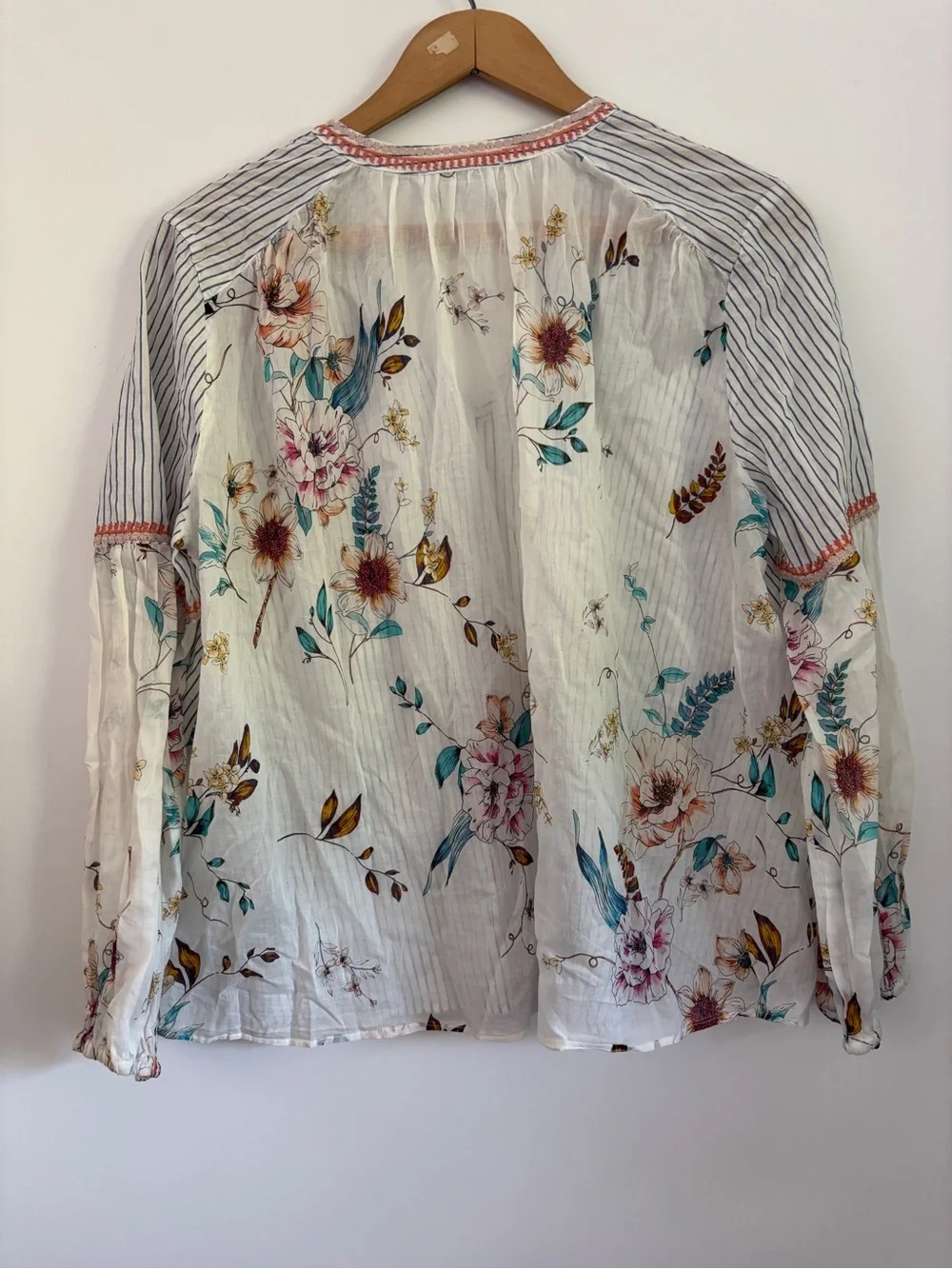 Johnny Was Workshop Effortless Puff Sleeve Cotton Peasant Boho Blouse